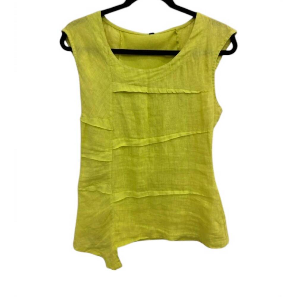 NEW INIZIO women's linen sleeveless top in lime